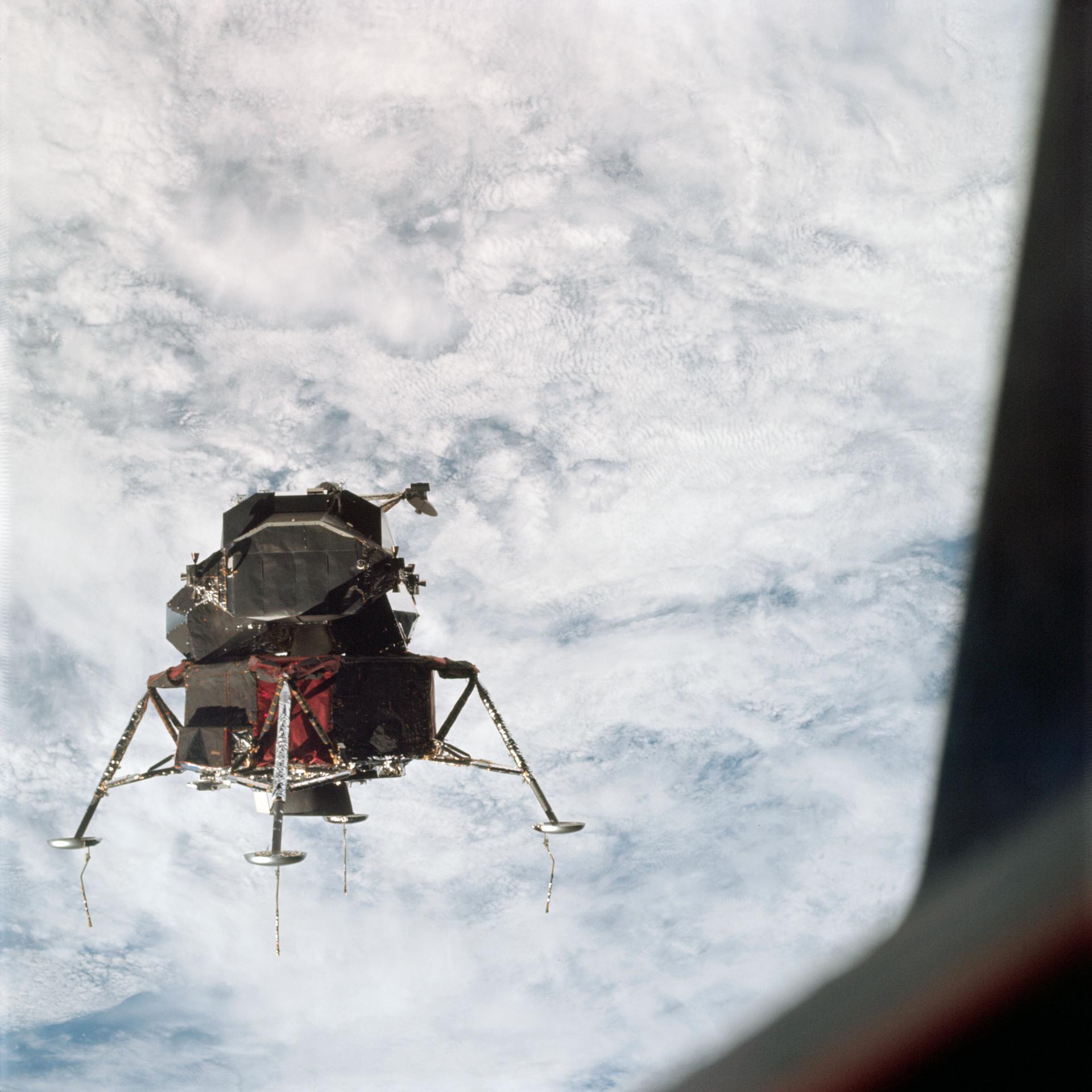 Apollo lunar module in Earth orbit during Apollo 9
