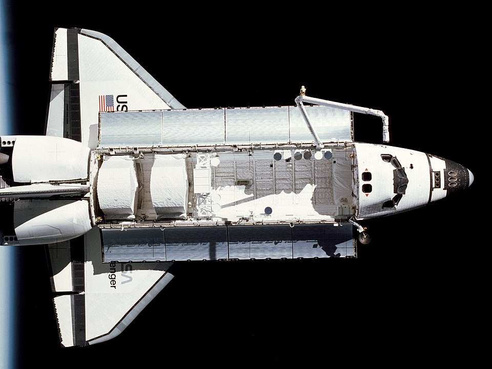 Space Shuttle Challenger in orbit during STS-7